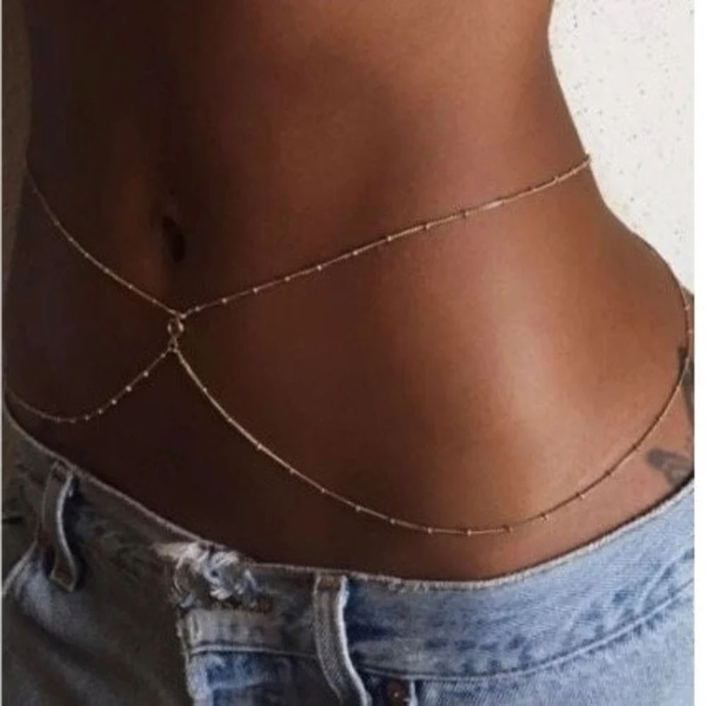 Body Jewelry Gold Plated - Belly Chain - Dainty CZ Body