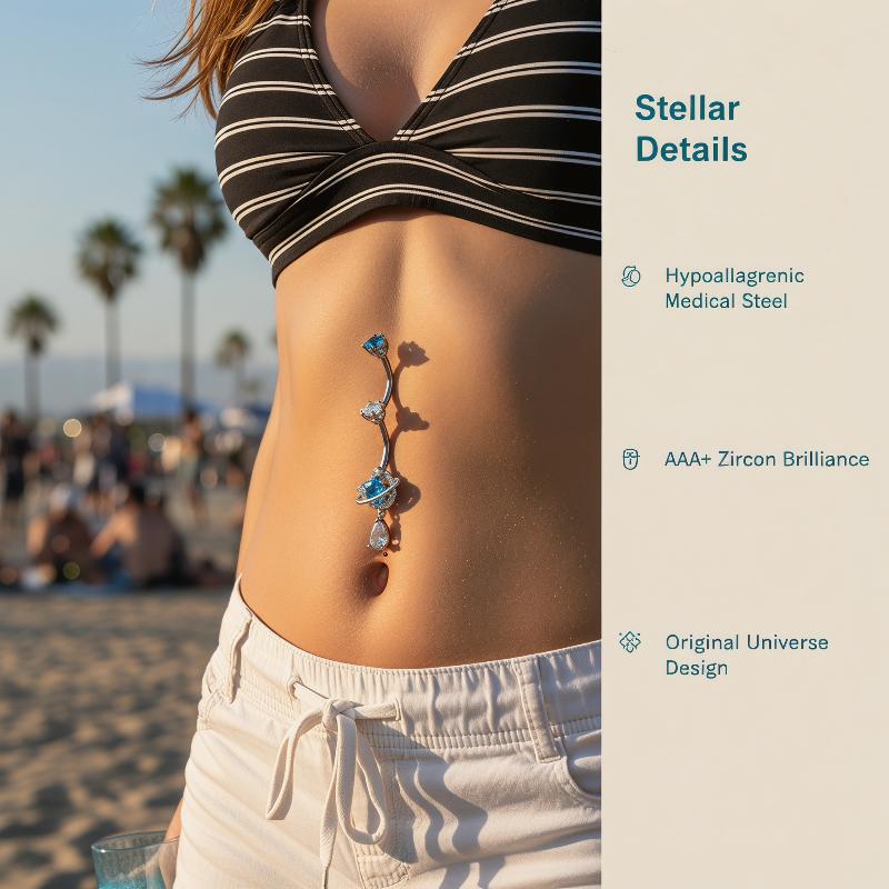 Body Jewelry Universe - Shiny Zircon Dangle Belly Button Rings