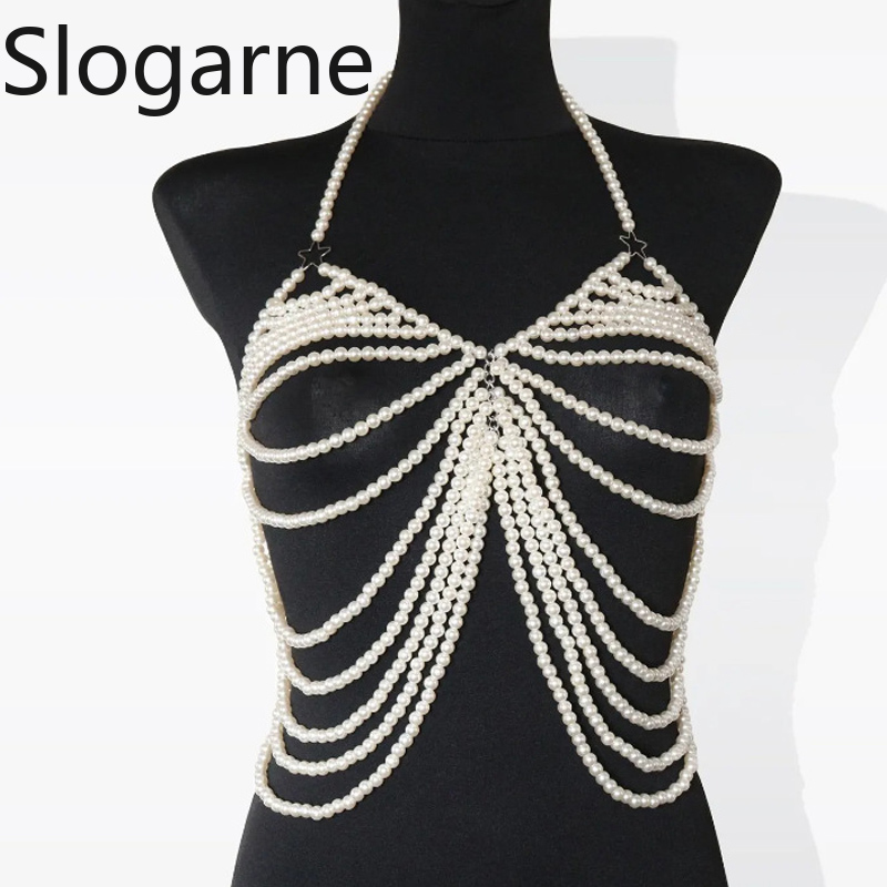 Body Jewelry Europe - Women Sexy Pearl Body Chain Jewelry