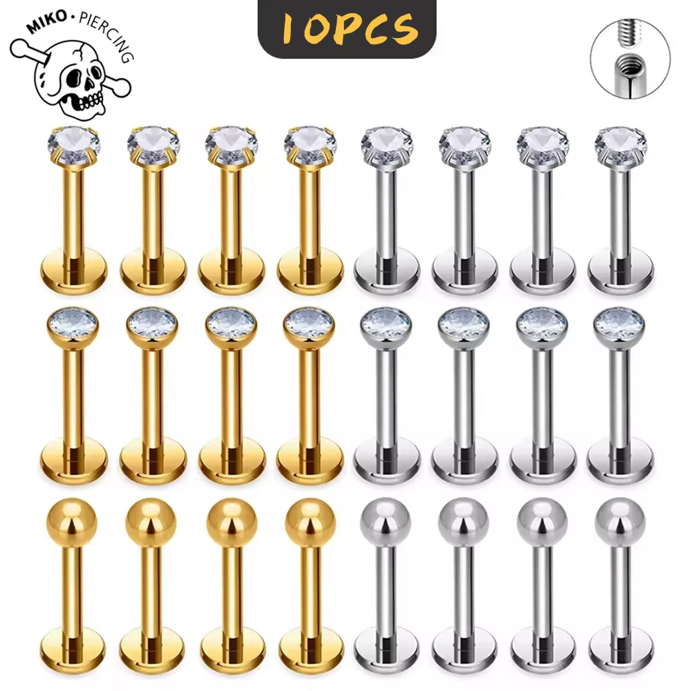 Zoor Body Jewelry - 10Pc ASTM F136 G23 Titanium Labret