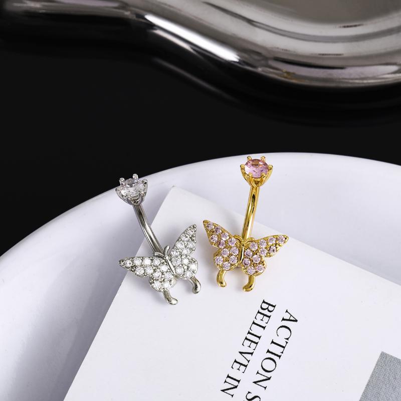 Body Jewelry Universe - Butterfly Zircon Belly Button Rings Y2K