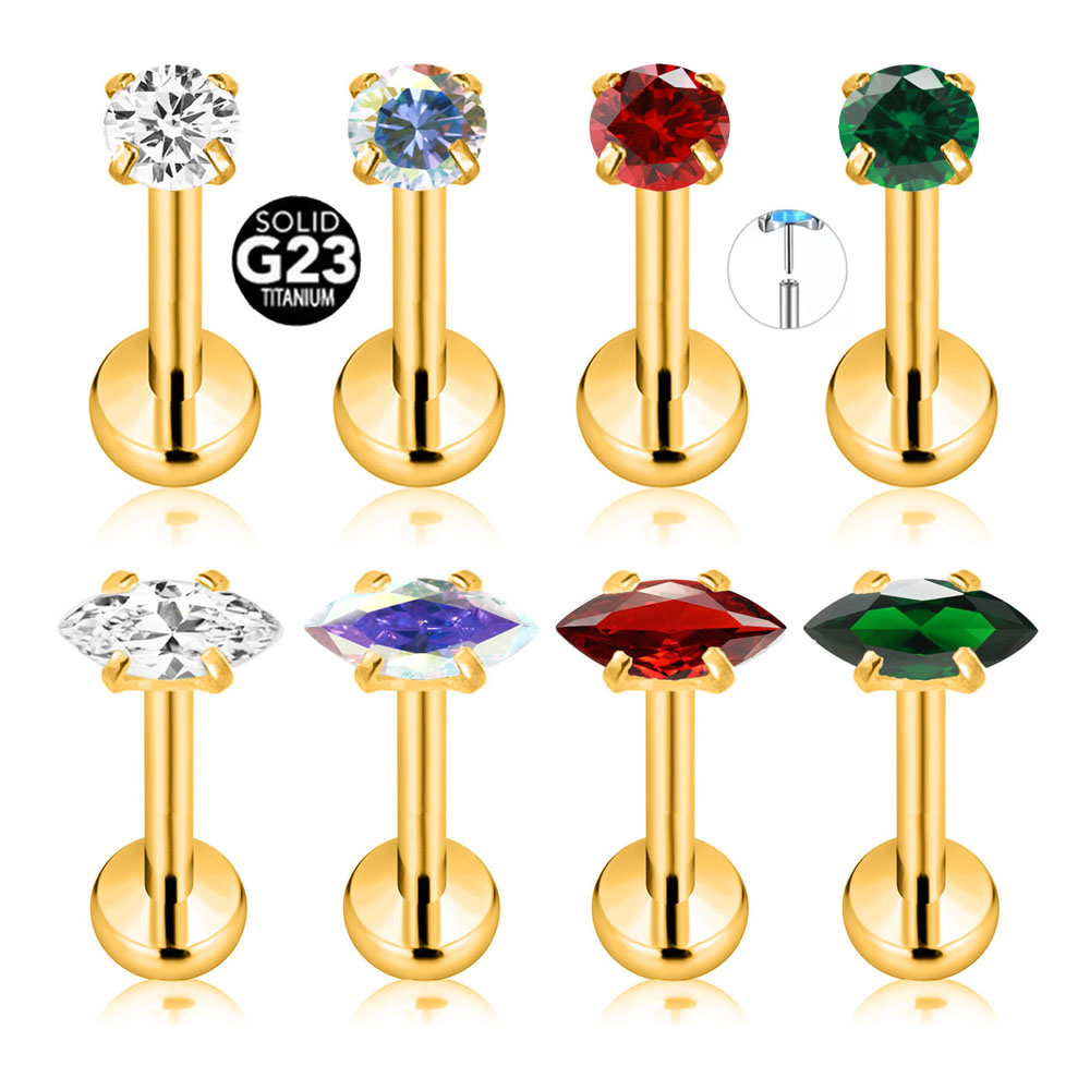 Body Jewelry Threadless - ASTM F136 G23 Titanium Marquise CZ