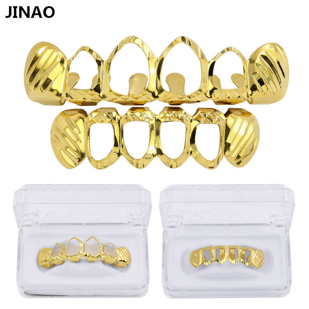 Body Jewelry Gold Plated - JINAO New Fit D-Cut Grillz Set