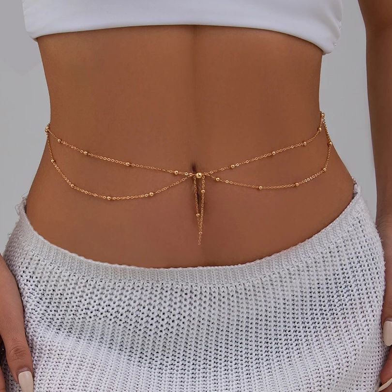 Body Jewelry Types - KunJoe Multilayer Gold Color Thin Bead