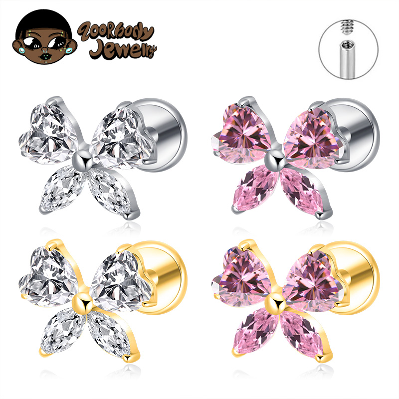 ASTM F136 TItanium Heart CZ Bo - Zoor Body Jewelry 评论和价格