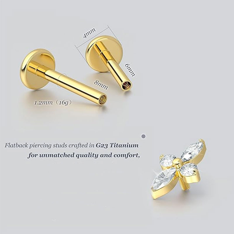 2pcs F136 G23 Titanium Cartila - Body Jewelry Threadless 评论和价格
