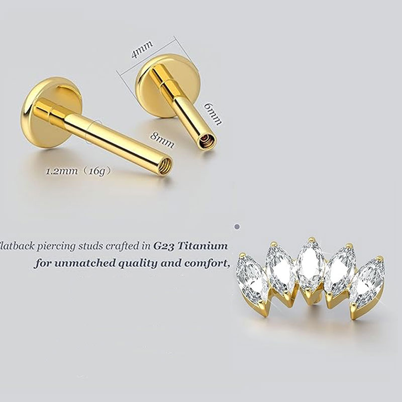 2pcs F136 G23 Titanium Cartila - Body Jewelry Threadless 评论和价格