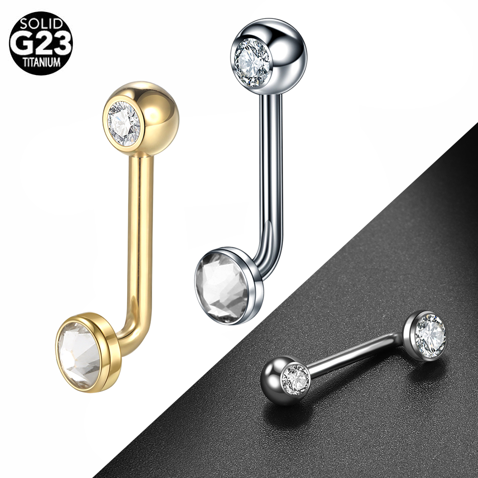 1PC G23 Titanium CZ Curved Bar - Body Jewelry Vch 评论和价格