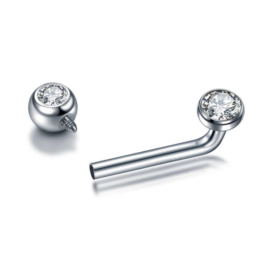 1PC G23 Titanium CZ Curved Bar - Body Jewelry Vch 评论和价格