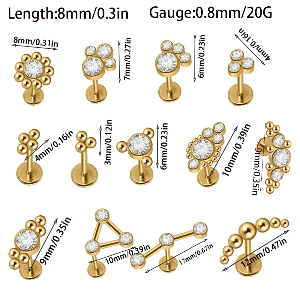 1PC Stainless Steel Gold Plate - Body Jewelry Threadless 评论和价格