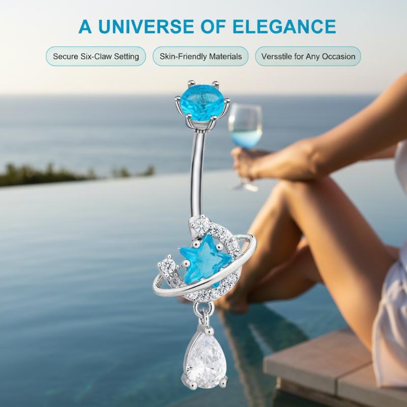 Shiny Zircon Dangle Belly Butt - Body Jewelry Universe 评论和价格