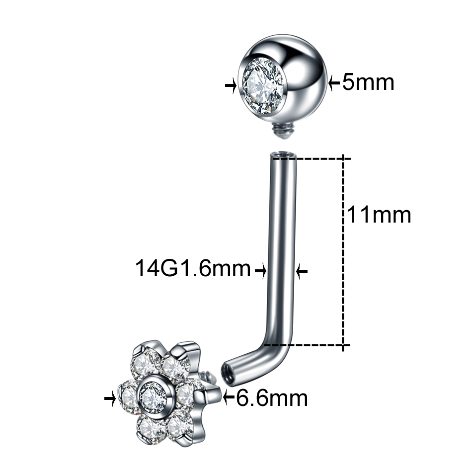 1pc 14G Titanium Flower Christ - Body Jewelry Vch 评论和价格