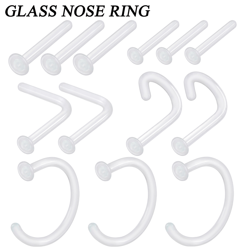 1PC Glass Nose Stud Transparen - Body Jewelry Storage 评论和价格