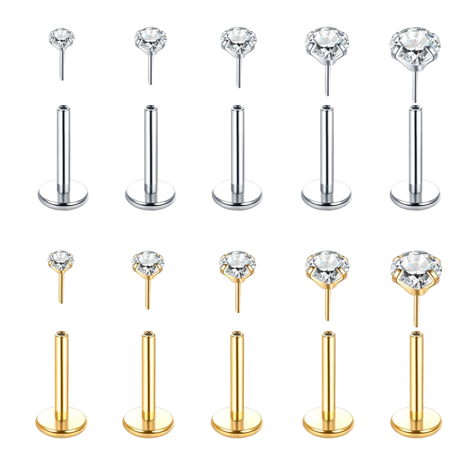 5Pcs Threadless Push In Ear No - Body Jewelry Threadless 评论和价格