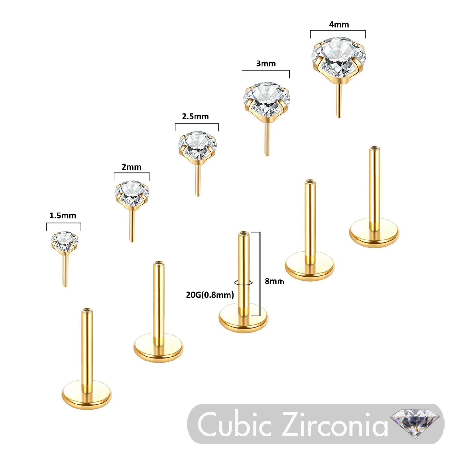 5Pcs Threadless Push In Ear No - Body Jewelry Threadless 评论和价格