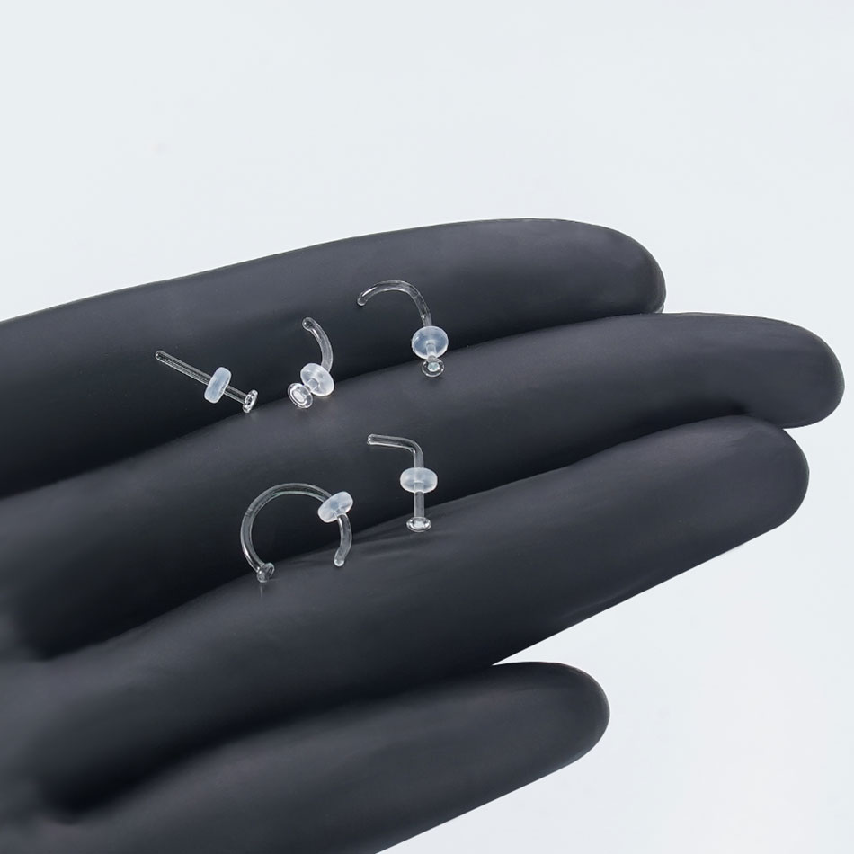 1/5PCS Glass Nose Stud Transpa - Body Jewelry Storage 评论和价格