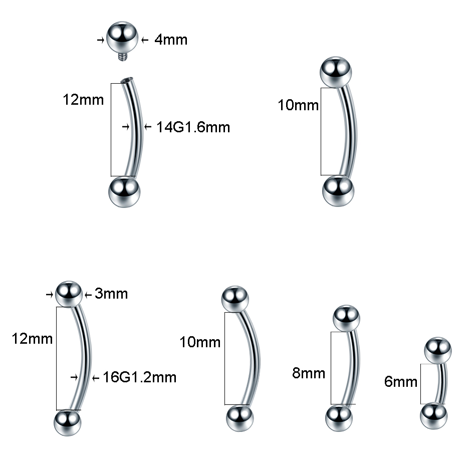 10Pcs/lot G23 Titanium Eyebrow - Zoor Body Jewelry 评论和价格