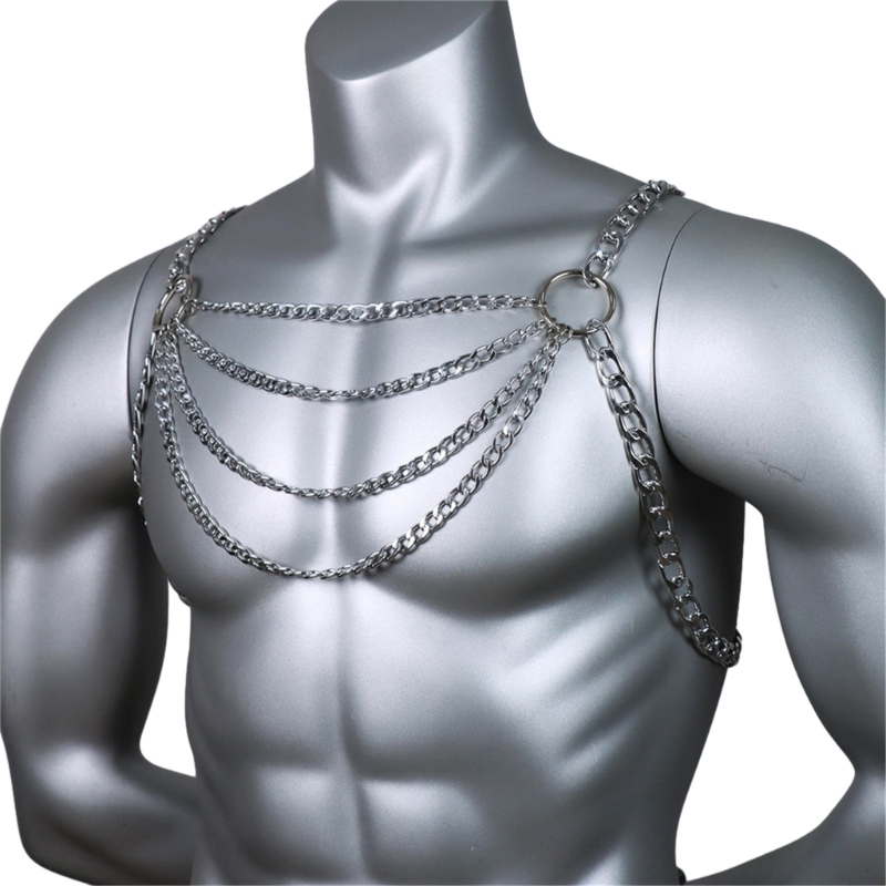 Men's Sexy Metal Body Chest Ch - Body Jewelry For Men 评论和价格