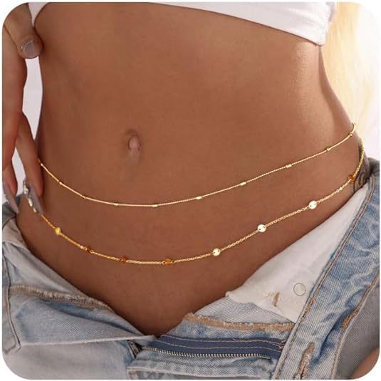 Women Waterproof Body Chain 18 - Body Jewelry Gold Plated 评论和价格