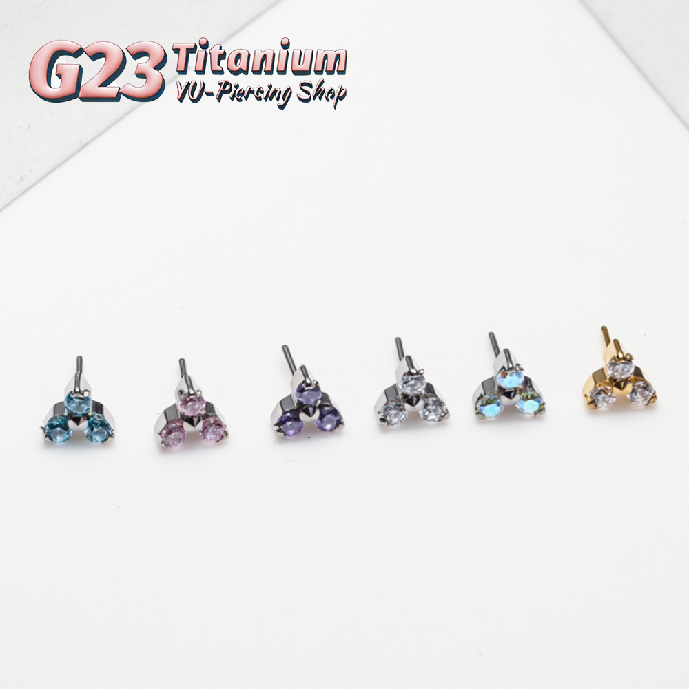 ASTM F136 Titanium Trinity CZ  - Body Jewelry Threadless 评论和价格