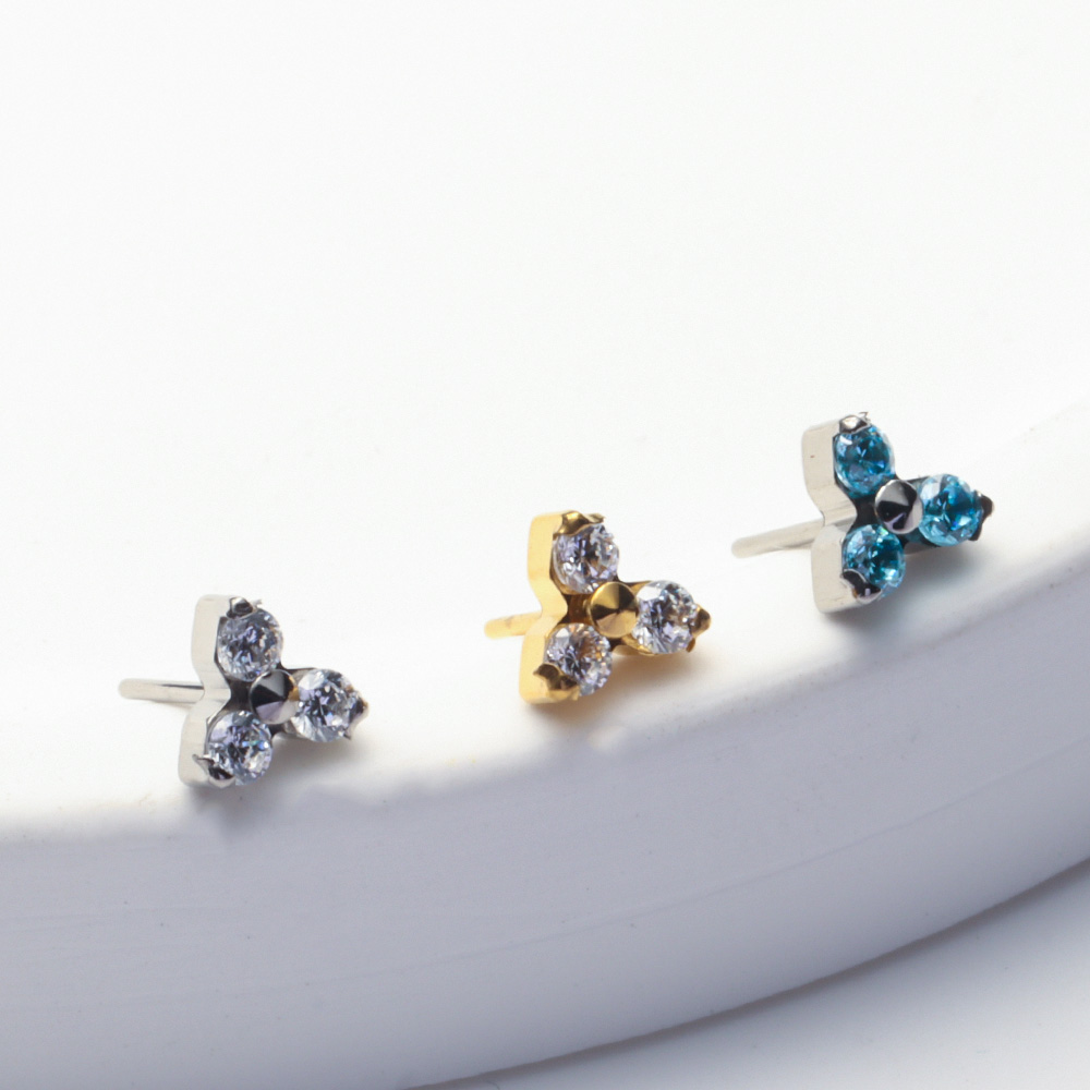 ASTM F136 Titanium Trinity CZ  - Body Jewelry Threadless 评论和价格