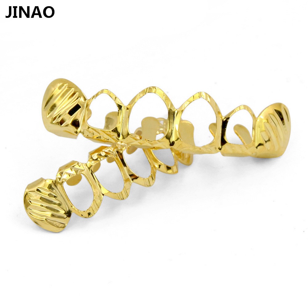 JINAO New Fit D-Cut Grillz Set - Body Jewelry Gold Plated 评论和价格