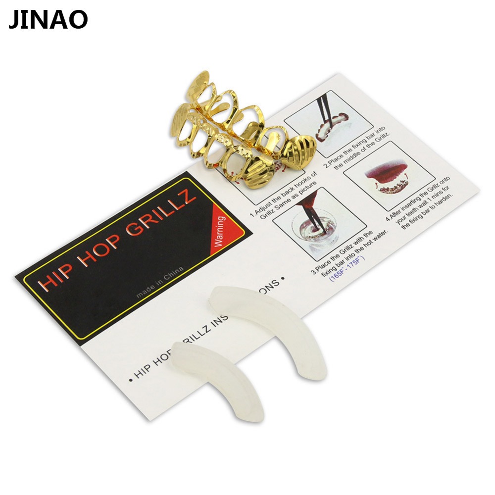 JINAO New Fit D-Cut Grillz Set - Body Jewelry Gold Plated 评论和价格