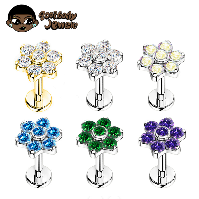 ASTM F136 Titanium Flower Pier - Zoor Body Jewelry 评论和价格