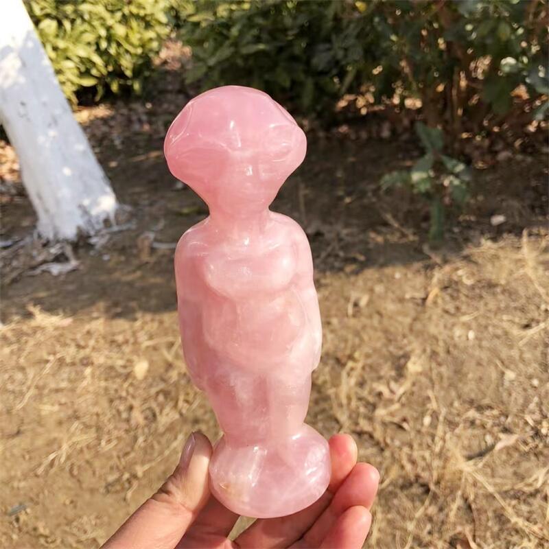 15CM Natural Rose Quartz Alien - Body Jewelry Europe 评论和价格