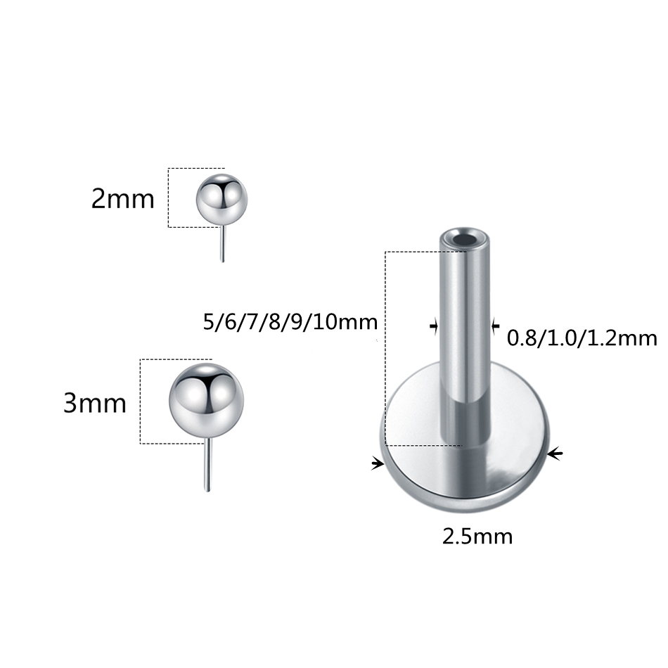 1/10pcs Titanium Push-in Balls - Body Jewelry Threadless 评论和价格