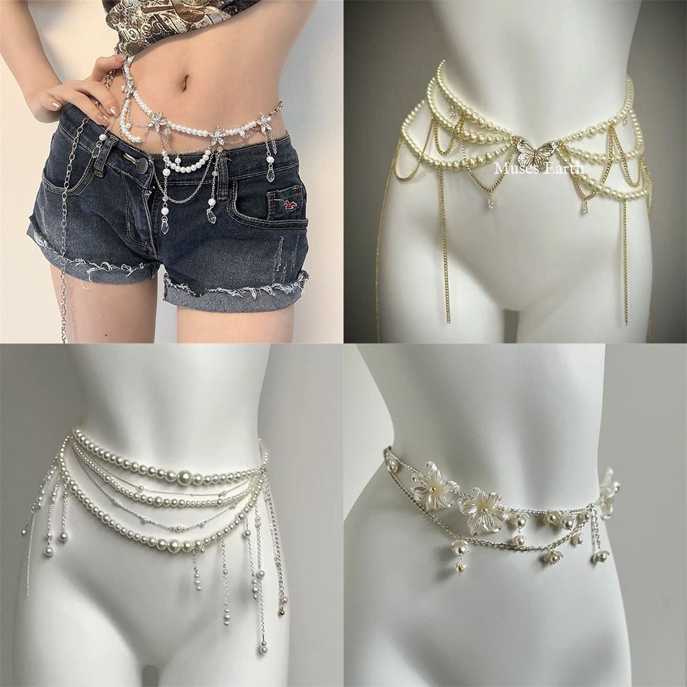 Fashion Elegant Pearl Waist Ch - Body Jewelry Types 评论和价格