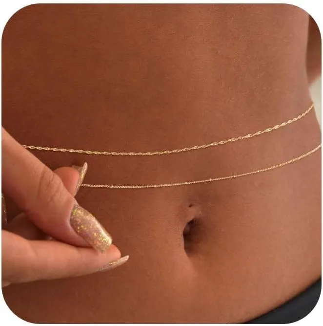 14k Gold Plated 26-33Inch Adju - Body Jewelry Gold Plated 评论和价格