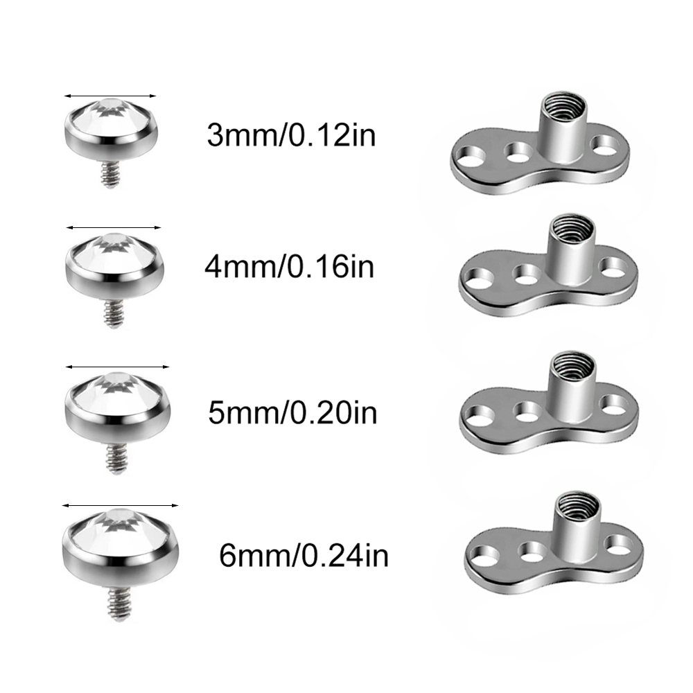 9PCS-1PC Surgical Steel Skin D - Dermal Anchor Top 评论和价格