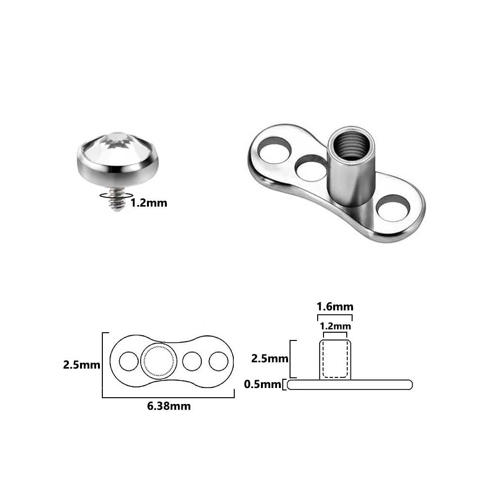 9PCS-1PC Surgical Steel Skin D - Dermal Anchor Top 评论和价格