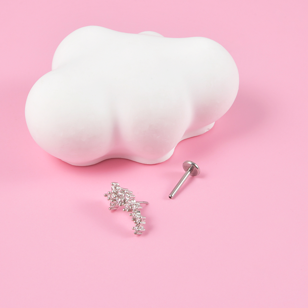 1PC Surgical Steel Zircon Labr - Body Jewelry Threadless 评论和价格