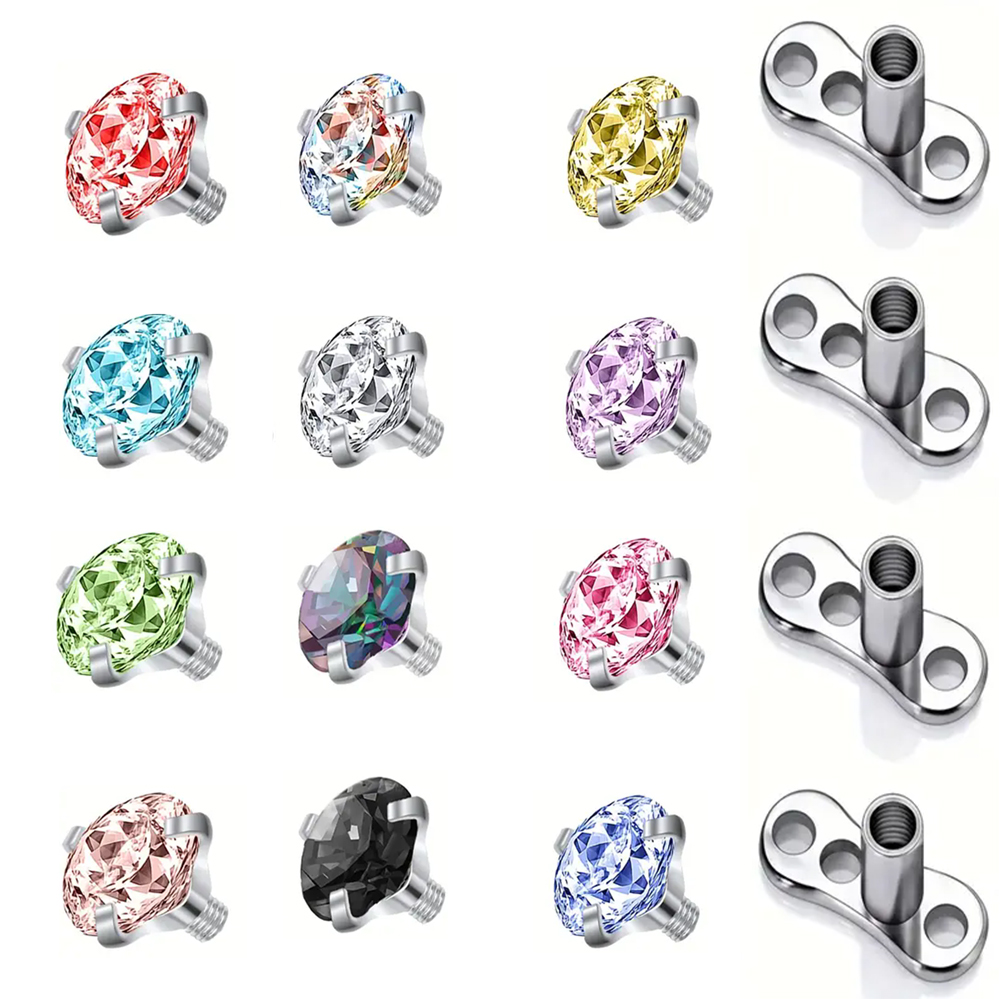 16PCS Crystal Zircon Dermal An - Dermal Anchor Top 评论和价格