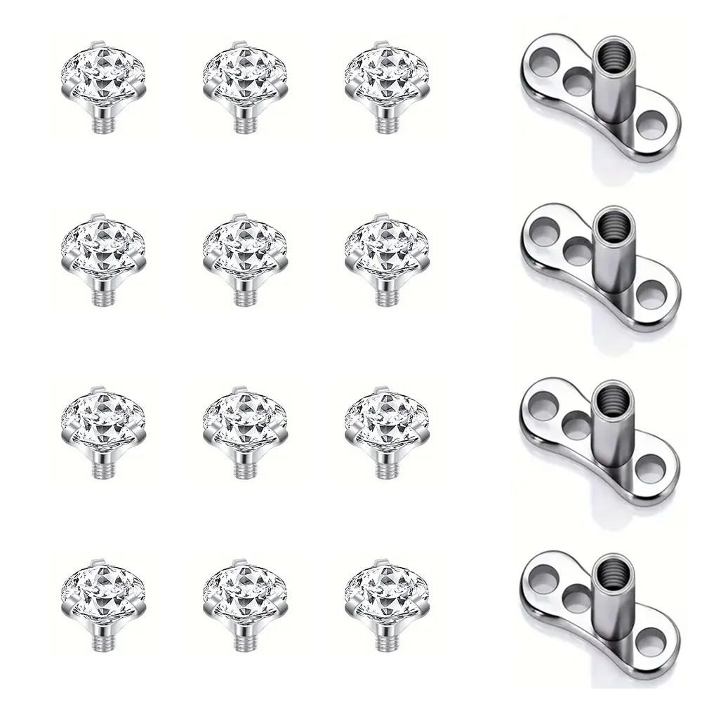 16PCS Crystal Zircon Dermal An - Dermal Anchor Top 评论和价格